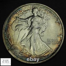 1917 Walking Liberty Silver Half Dollar 50C (GORGEOUS TONED MS UNC)
