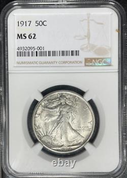 1917 Walking Liberty Silver Half Dollar Ngc Ms 62 Nice Coin