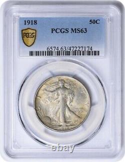 1918Walking Liberty Silver Half Dollar MS63 PCGS