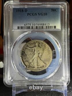 1918 D 50c Walking Liberty Half Pcgs Vg10 Better Denver Key Date Just Graded