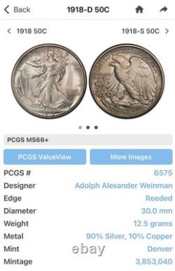 1918 D Walking Liberty Silver Half Dollar 50c Excellent Shape