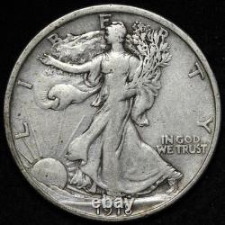 1918-D Walking Liberty Silver Half Dollar XF+ E351 JDCHM