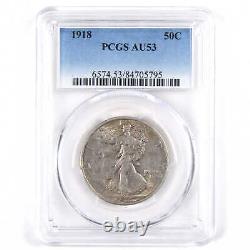 1918 Liberty Walking Half Dollar AU 53 PCGS 90% Silver 50c SKUI2884