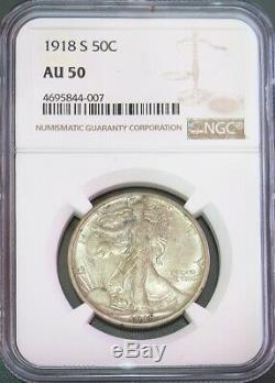 1918 S Silver United States Walking Liberty Half Dollar Ngc About Unc 50