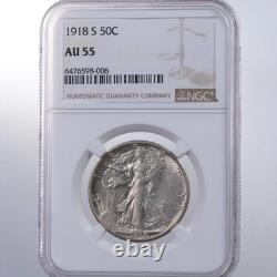 1918-S Walking Liberty 50C NGC Certified AU 55