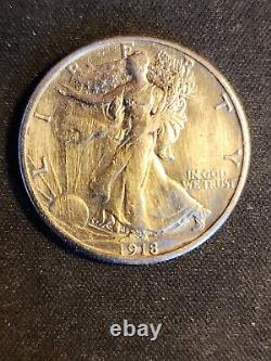 1918-S Walking Liberty Silver Half Dollar CHOICE XF++/AU #2157