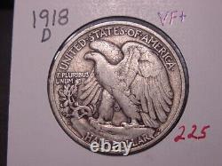 1918-d Walking Liberty Half Vf + Nice Popular Date Combined Shipping