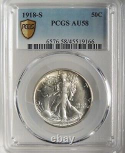 1918-s 50c Walking Liberty Silver Half Dollar Pcgs Au58 #45519166 Eye Appea