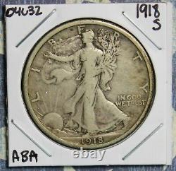 1918-s Walking Liberty Silver Half Dollar Collector Coin. Free Shipping