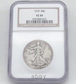 1919 50C NGC VF30 Walking Liberty Silver Half Dollar 806015