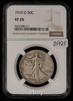 1919-D 50c Walking Liberty Half Dollar -Weak Strike Looks XF- NGC VF 25 B5425