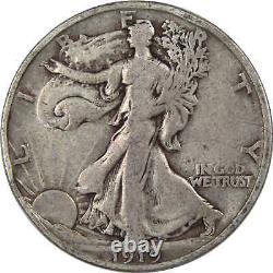 1919 D Liberty Walking Half Dollar F Fine 90% Silver 50c US Coin Collectible