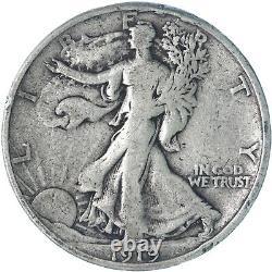 1919 D Walking Liberty Half Dollar 90% Silver Fine FN Rim Damage See Pics E498