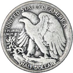 1919 D Walking Liberty Half Dollar 90% Silver Very Good VG+ See Pics R036
