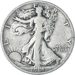 1919 D Walking Liberty Half Dollar 90% Silver Very Good VG+ See Pics S769