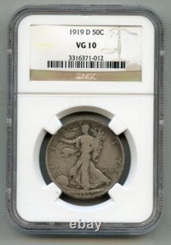 1919 D Walking Liberty Silver Half Dollar NGC VG 10