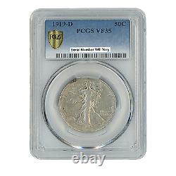 1919 D Walking Liberty Silver Half Dollar PCGS VF35