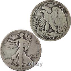 1919 Liberty Walking Half Dollar F Fine 90% Silver 50c Coin SKUI7263