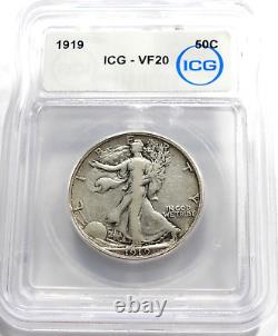 1919 Liberty Walking silver Half Dollar certified by ICG VF20 Condition (713)