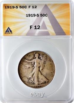 1919 S Walking Liberty Half Dollar 50C ANACS F12 Fine
