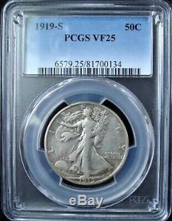 1919-S Walking Liberty Silver Half Dollar PCGS VF 25