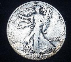 1919-S Walking Liberty Silver Half Dollar Scarce Date/Tougher Grade F FINE