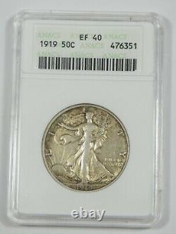 1919 Walking Liberty Half Dollar CERTIFIED ANACS EF 40 Silver 50c