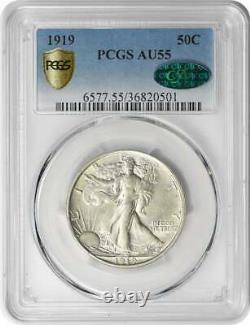 1919 Walking Liberty Silver Half Dollar AU55 PCGS (CAC)