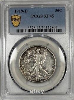 1919-d Walking Liberty Half Dollar 50c Pcgs Xf45 Nice Details Silver (h67)