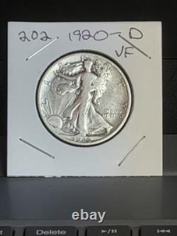 1920-D F (Fine) + Walking Liberty Silver Half Dollar RARE