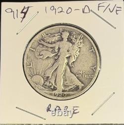 1920-D F/VF Rare Denver Walking Liberty Silver Half Dollar