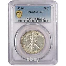 1920 S Liberty Walking Half Dollar AU 50 PCGS 90% Silver 50c US Coin Collectible