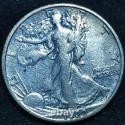 1920-S Walking Liberty Silver Half DollarBetter DateVF+ DetailsToned