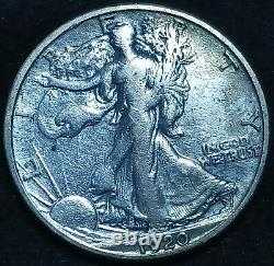 1920-S Walking Liberty Silver Half DollarBetter DateVF+ DetailsToned