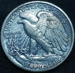 1920-S Walking Liberty Silver Half DollarBetter DateVF+ DetailsToned