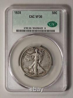 1920 Walking Liberty Half Dollar CAC Grading VF-30