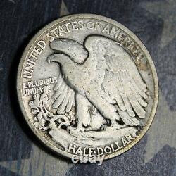 1920-s Walking Liberty Silver Half Dollar Cleaned Collector Coin. Free Shipping