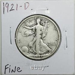 1921-D 50C Walking Liberty Half Dollar in Fine Condition #05306