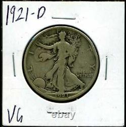 1921-D 50C Walking Liberty Half Dollar in VG Condition #00241