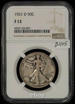 1921-D 50c Walking Liberty Half Dollar Key Date NGC F 12 SKU-B1105