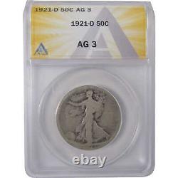 1921 D Liberty Walking Half Dollar AG 3 ANACS Silver 50c SKUI17491