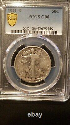 1921-D Liberty Walking Half Dollar PCGS G06 Key Date 208,000 Mintage