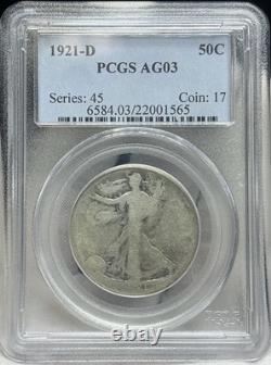1921 D PCGS AG3 Silver Walking Liberty Half Dollar 50c US Coin
