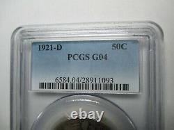 1921-D WALKING LIBERTY Half Dollar PCGS Graded G04 RARE KEY DATE SILVER COIN