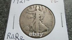 1921'D WALKING LIBERTY SILVER HALF DOLLAR in VERY GOOD condition. RARE DATE