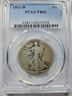 1921 D Walking Liberty Half Dollar PCGS FR2 KEY Date