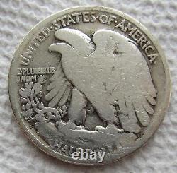 1921-D Walking Liberty Half Dollar Rare Key Date Denver Cleaned Damaged Filler
