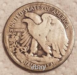 1921 D Walking Liberty Half Dollar Silver 50 Cents 1/2 $1 VERY GOOD VG NICE