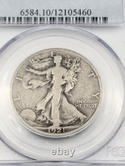 1921-D Walking Liberty Silver Half Dollar 50c PCGS VG10 Key Date