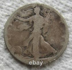 1921-D Walking Liberty Silver Half Dollar Rare Key Date Cleaned Scratched Filler
